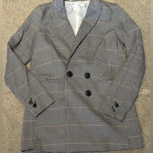 Classic Black and White Houndstooth Blazer